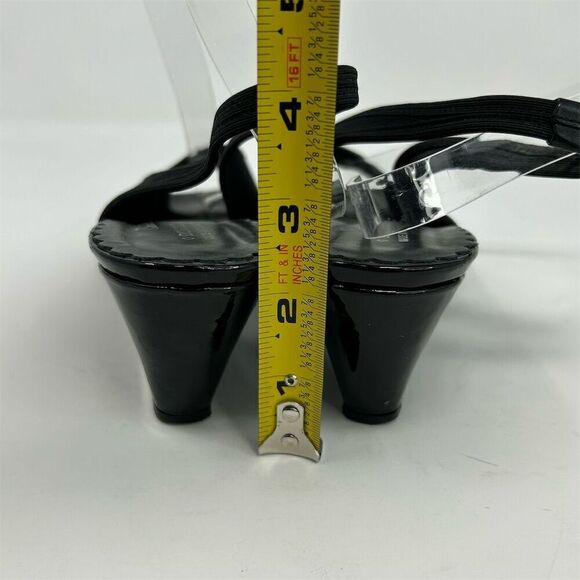 Donald J Pliner Women's Black Wedge Slingback Sandals Size 8.5 Peep Toe Dressy - Picture 7 of 12